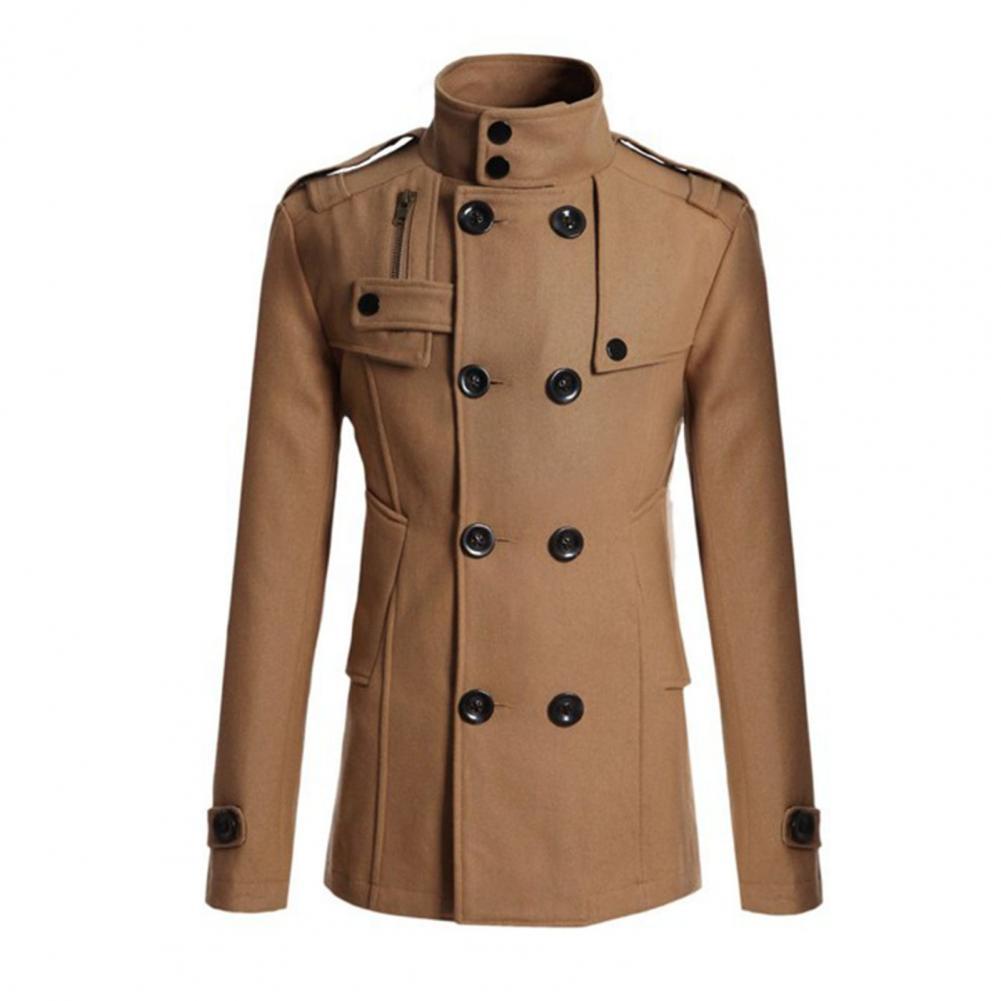 남성 코트 단색 더블 브레스트 공식 비즈니스 겨울 자켓 매일 착용